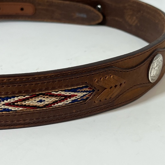 Orvis Western Buffalo Nickel Western Brown Leather Belt with Silver Buckle - Picture 4 of 8